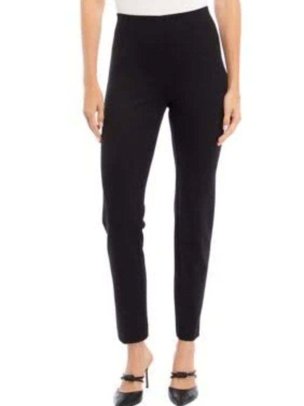 AGNONA BLACK STRETCH PIQUE COTTON CROPPED PANTS FITTED CAPRI CIGARETTE sz S
